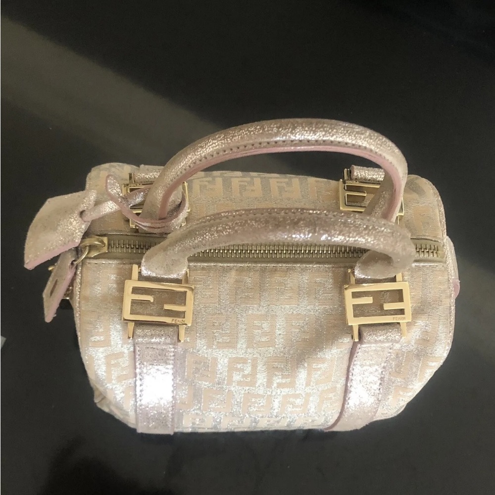 Rare Vintage Fendi Mini Metallic Zucchino Bauletto Bag - Picture 9 of 13